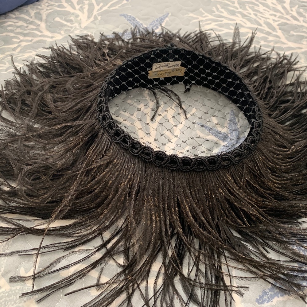 Lord & Taylor Ladies bird cage net & Ostrich feather hat